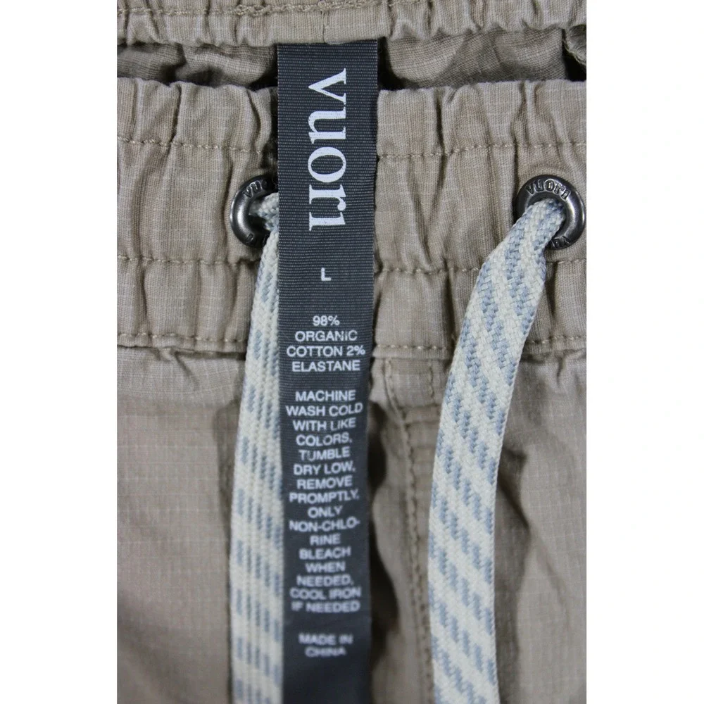Vuori Ripstop Climber Pants Mens Large Khaki Tan Organic Cotton Stretch Raw Hem
